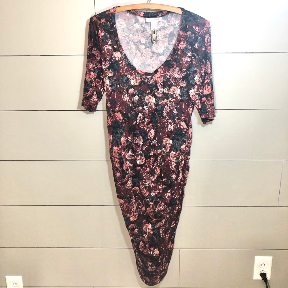 Motherhood Maternity Floral Bodycon Dress Large